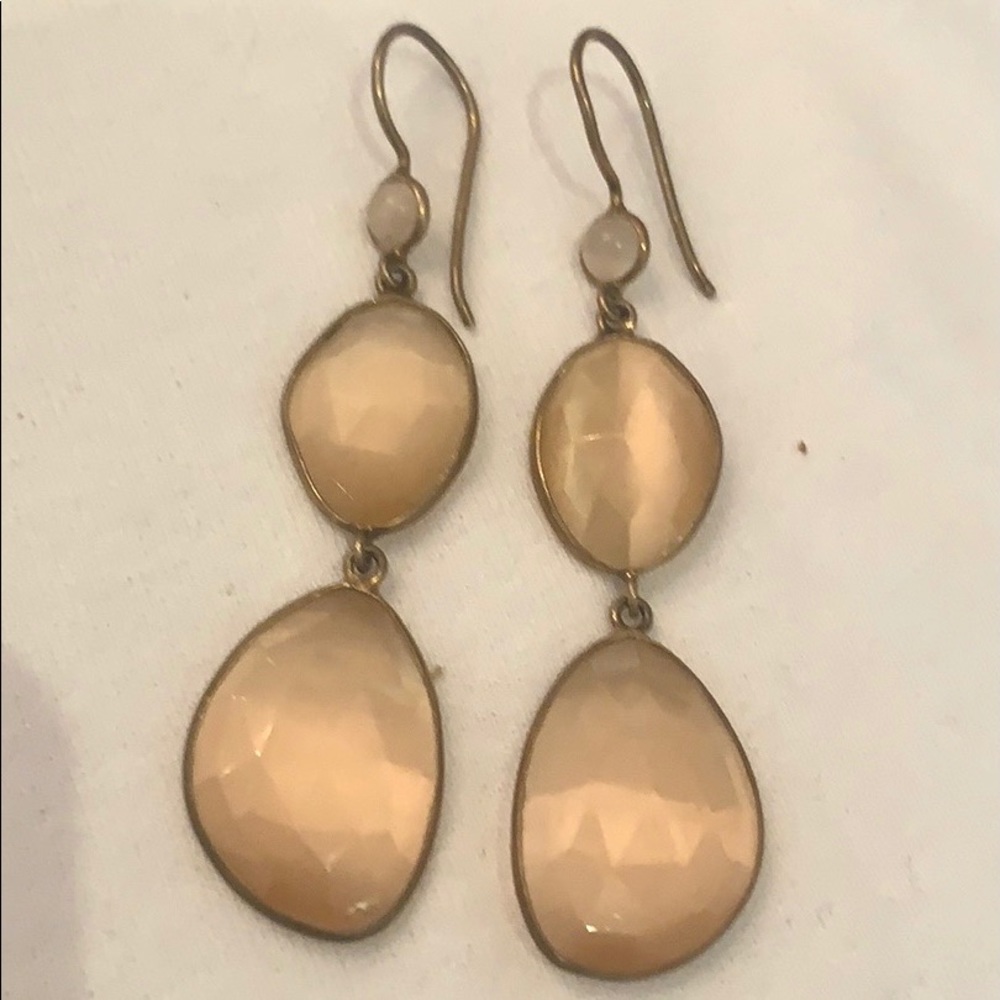 Peach Chalcedony  double drop earrings